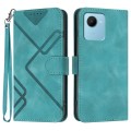 For Realme C30 4G/Narzo 50i Prime/C30s Line Pattern Skin Feel Leather Phone Case(Light Blue)