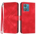 For Motorola Edge 40 Neo 5G Line Pattern Skin Feel Leather Phone Case(Red)