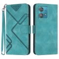 For Motorola Edge 40 Neo 5G Line Pattern Skin Feel Leather Phone Case(Light Blue)
