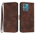 For Motorola Edge 40 Neo 5G Line Pattern Skin Feel Leather Phone Case(Coffee)