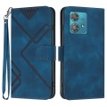 For Motorola Edge 40 Neo 5G Line Pattern Skin Feel Leather Phone Case(Royal Blue)