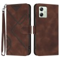 For Motorola Moto G54 Global Line Pattern Skin Feel Leather Phone Case(Coffee)