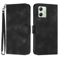 For Motorola Moto G54 Global Line Pattern Skin Feel Leather Phone Case(Black)
