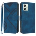 For Motorola Moto G54 Global Line Pattern Skin Feel Leather Phone Case(Royal Blue)