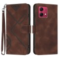 For Motorola Moto G84 5G Line Pattern Skin Feel Leather Phone Case(Coffee)