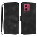 For Motorola Moto G84 5G Line Pattern Skin Feel Leather Phone Case(Black)