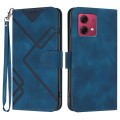 For Motorola Moto G84 5G Line Pattern Skin Feel Leather Phone Case(Royal Blue)