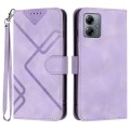 For Motorola Moto G14 Line Pattern Skin Feel Leather Phone Case(Light Purple)