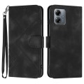 For Motorola Moto G14 Line Pattern Skin Feel Leather Phone Case(Black)