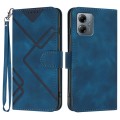 For Motorola Moto G14 Line Pattern Skin Feel Leather Phone Case(Royal Blue)