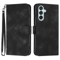 For Samsung Galaxy M15 5G/F15 5G Line Pattern Skin Feel Leather Phone Case(Black)