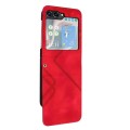 For Samsung Galaxy Z Flip5 Line Pattern Skin Feel Leather Phone Case(Red)