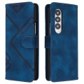 For Samsung Galaxy Z Fold3 Line Pattern Skin Feel Leather Phone Case(Royal Blue)