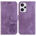 For Redmi Note 12 Turbo Little Tiger Embossed Leather Phone Case(Purple)