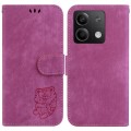 For Xiaomi Redmi Note 13 5G Little Tiger Embossed Leather Phone Case(Rose Red)