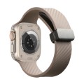 For Apple Watch Ultra 49mm Carbon Fiber Pattern Magnetic Buckle Silicone Watch Band(Apricot Color)