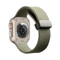 For Apple Watch Ultra 49mm Carbon Fiber Pattern Magnetic Buckle Silicone Watch Band(Green)