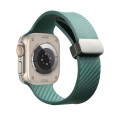 For Apple Watch Ultra 49mm Carbon Fiber Pattern Magnetic Buckle Silicone Watch Band(Dark Green)