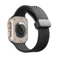 For Apple Watch 8 41mm Carbon Fiber Pattern Magnetic Buckle Silicone Watch Band(Black)
