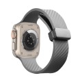 For Apple Watch 8 41mm Carbon Fiber Pattern Magnetic Buckle Silicone Watch Band(Grey)