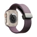 For Apple Watch 7 45mm Carbon Fiber Pattern Magnetic Buckle Silicone Watch Band(Purple)