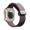 For Apple Watch 3 42mm Carbon Fiber Pattern Magnetic Buckle Silicone Watch Band(Purple)