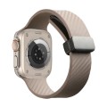 For Apple Watch SE 2023 44mm Carbon Fiber Pattern Magnetic Buckle Silicone Watch Band(Apricot Color)