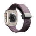 For Apple Watch SE 2023 44mm Carbon Fiber Pattern Magnetic Buckle Silicone Watch Band(Purple)