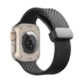 For Apple Watch SE 2023 44mm Carbon Fiber Pattern Magnetic Buckle Silicone Watch Band(Black)