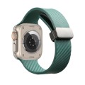For Apple Watch SE 2023 40mm Carbon Fiber Pattern Magnetic Buckle Silicone Watch Band(Dark Green)