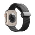 For Apple Watch 9 41mm Carbon Fiber Pattern Magnetic Buckle Silicone Watch Band(Black)