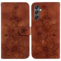 For Samsung Galaxy A25 5G Lily Embossed Leather Phone Case(Brown)