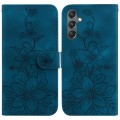 For Samsung Galaxy A25 5G Lily Embossed Leather Phone Case(Dark Blue)