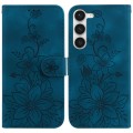 For Samsung Galaxy S23+ 5G Lily Embossed Leather Phone Case(Dark Blue)