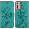 For Samsung Galaxy M13 4G Lily Embossed Leather Phone Case(Green)