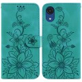 For Samsung Galaxy A03 Core Lily Embossed Leather Phone Case(Green)