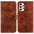 For Samsung Galaxy A33 5G Lily Embossed Leather Phone Case(Brown)