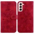 For Samsung Galaxy S22 5G Lily Embossed Leather Phone Case(Red)