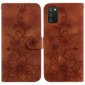 For Samsung Galaxy A03s US 164.2mm Lily Embossed Leather Phone Case(Brown)