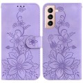 For Samsung Galaxy S21 FE 5G Lily Embossed Leather Phone Case(Purple)
