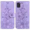 For Samsung Galaxy A31 Lily Embossed Leather Phone Case(Purple)