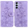 For Samsung Galaxy A15 Lily Embossed Leather Phone Case(Purple)