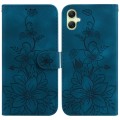 For Samsung Galaxy A05 Lily Embossed Leather Phone Case(Dark Blue)