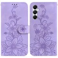 For Samsung Galaxy A05s Lily Embossed Leather Phone Case(Purple)