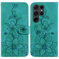 For Samsung Galaxy S24 Ultra 5G Lily Embossed Leather Phone Case(Green)