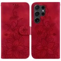 For Samsung Galaxy S24 Ultra 5G Lily Embossed Leather Phone Case(Red)