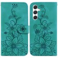 For Samsung Galaxy S24+ 5G Lily Embossed Leather Phone Case(Green)