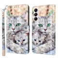 For Samsung Galaxy A05s 3D Painted Leather Phone Case(Two Loving Cats)
