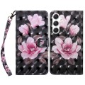 For Samsung Galaxy S24 5G 3D Painted Leather Phone Case(Pink Flower)
