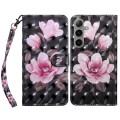 For Samsung Galaxy S24+ 5G 3D Painted Leather Phone Case(Pink Flower)